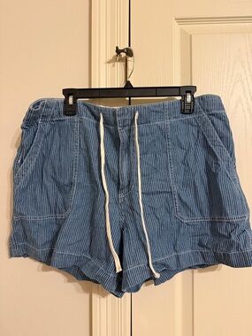 Women’s Blue Striped Drawstring Shorts